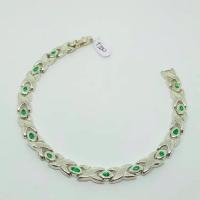 950 Silver  13  Colombian Emerald Bracelet ( Unisex) 