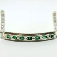 925 Silver Colombian 7 Emerald  Bracelet  