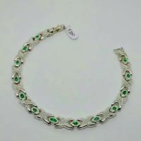 950 Silver  13  Colombian Emerald Bracelet ( Unisex) 