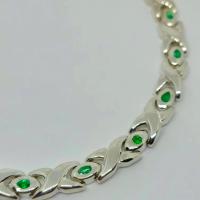 950 Silver  13  Colombian Emerald Bracelet ( Unisex) 