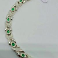 950 Silver  13  Colombian Emerald Bracelet ( Unisex) 