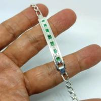 925 Silver Colombian 7 Emerald  Bracelet  