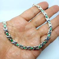 950 Silver  13  Colombian Emerald Bracelet ( Unisex) 