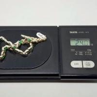 950 Silver  13  Colombian Emerald Bracelet ( Unisex) 