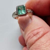 Lot of 10 Emerald Rings in Silver 950  ( Size 7.25 US)  30% Off Sale !