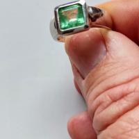 Lot of 10 Emerald Rings in Silver 950  ( Size 7.25 US)  30% Off Sale !