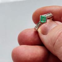 Lot of 10 Emerald Rings in Silver 950  ( Size 7.25 US)  30% Off Sale !