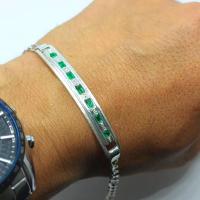 925 Silver Colombian 7 Emerald  Bracelet  