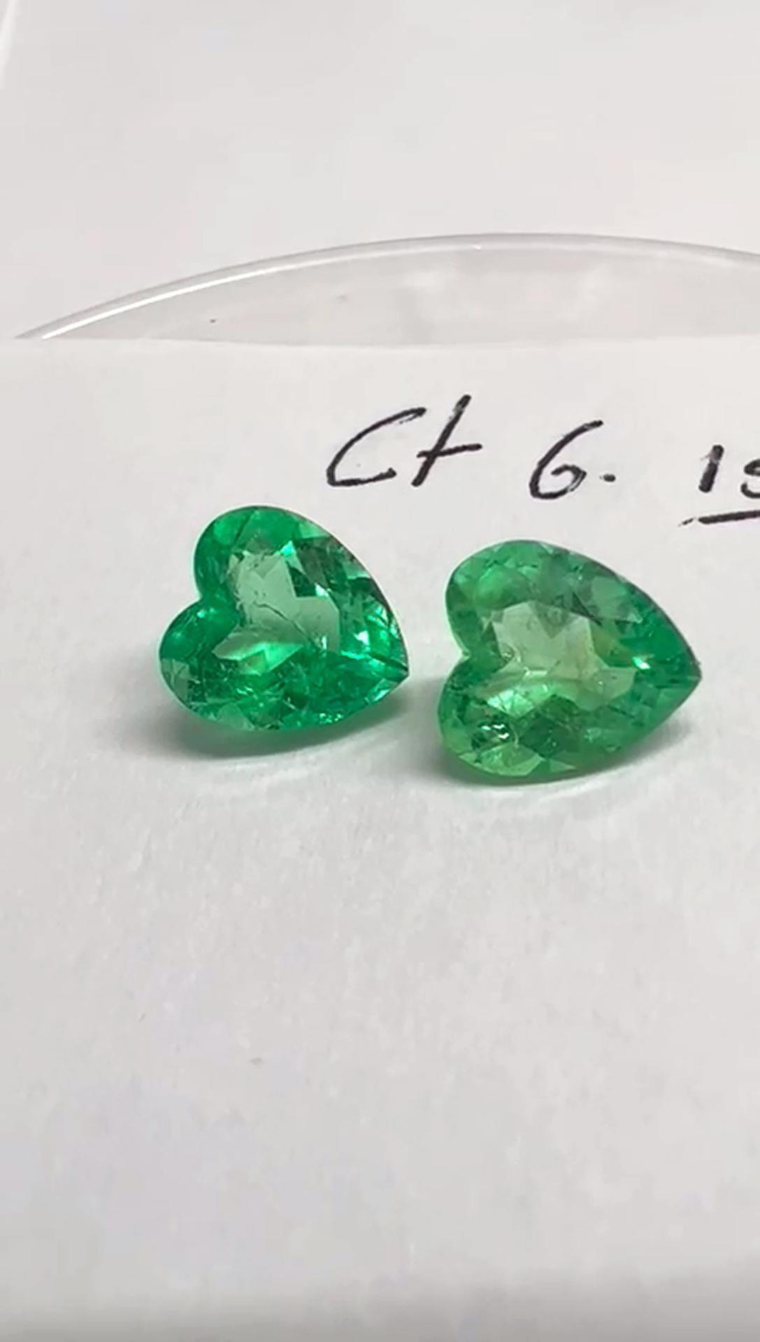 6.15 Ct. Colombian Emerald Pair ( Hearts) 