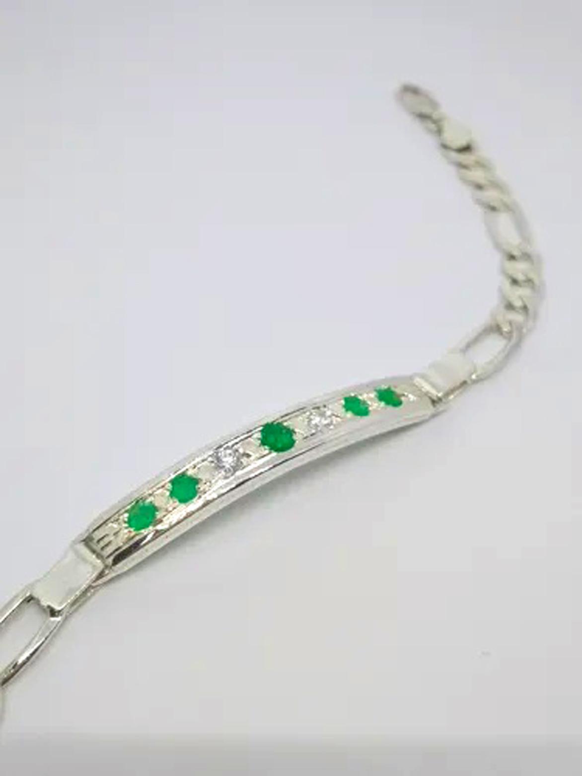 925 Silver Colombian Emerald Bracelet 