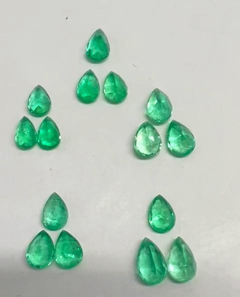 Colombian Emerald Teardrop Sets