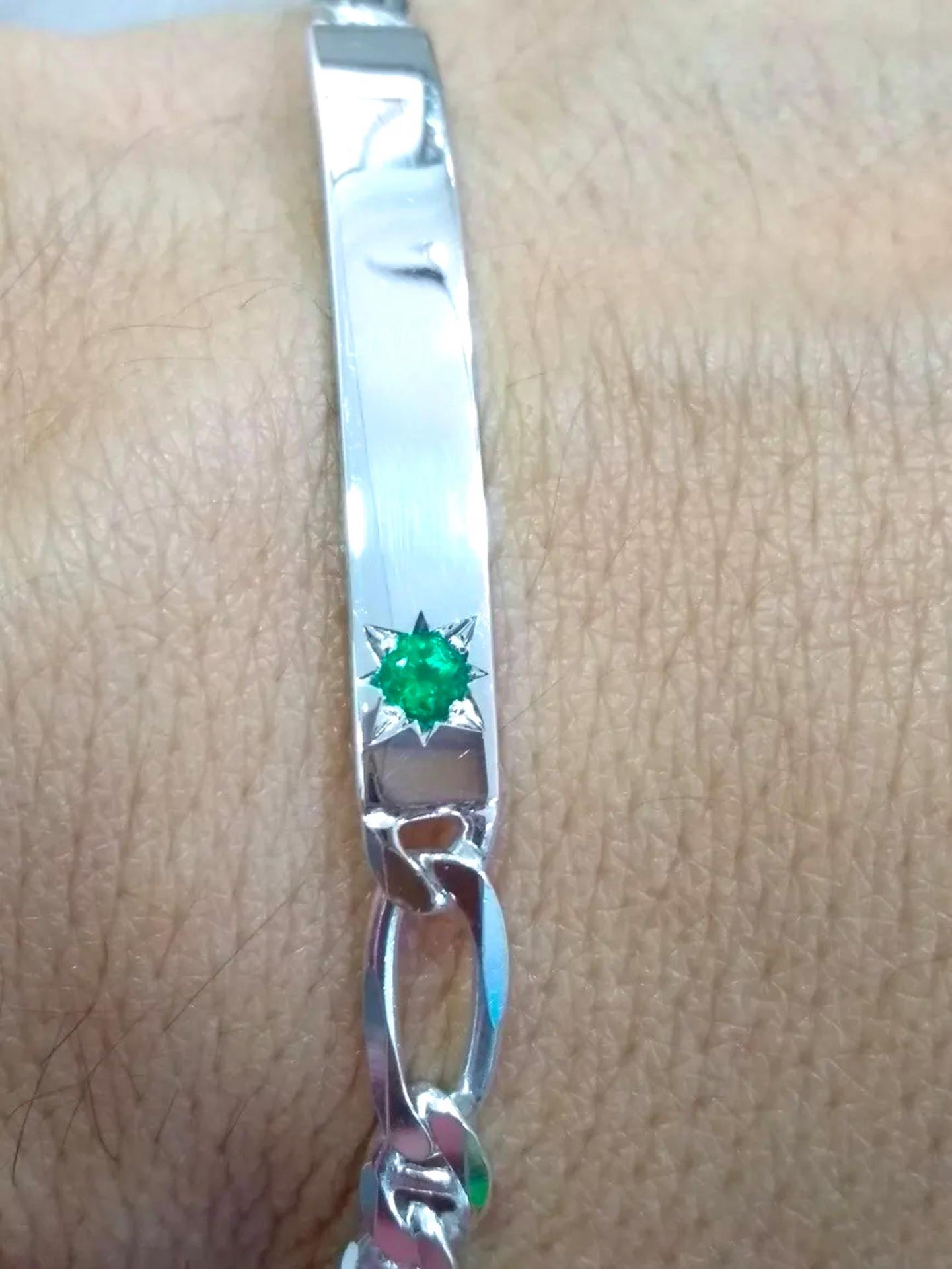 925 Silver Emerald Bracelet with Emerald 