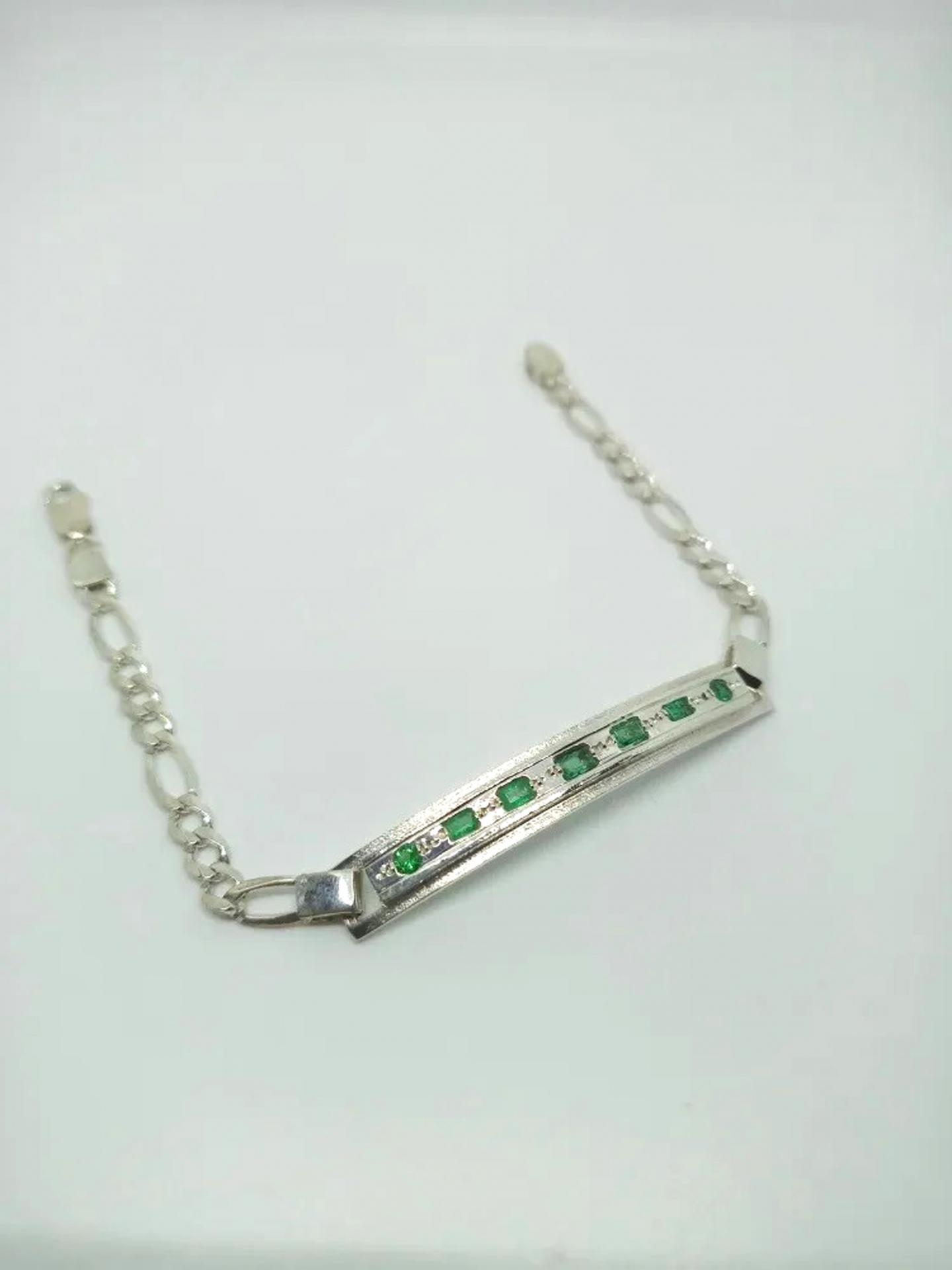 925 Silver Colombian 7 Emerald  Bracelet  