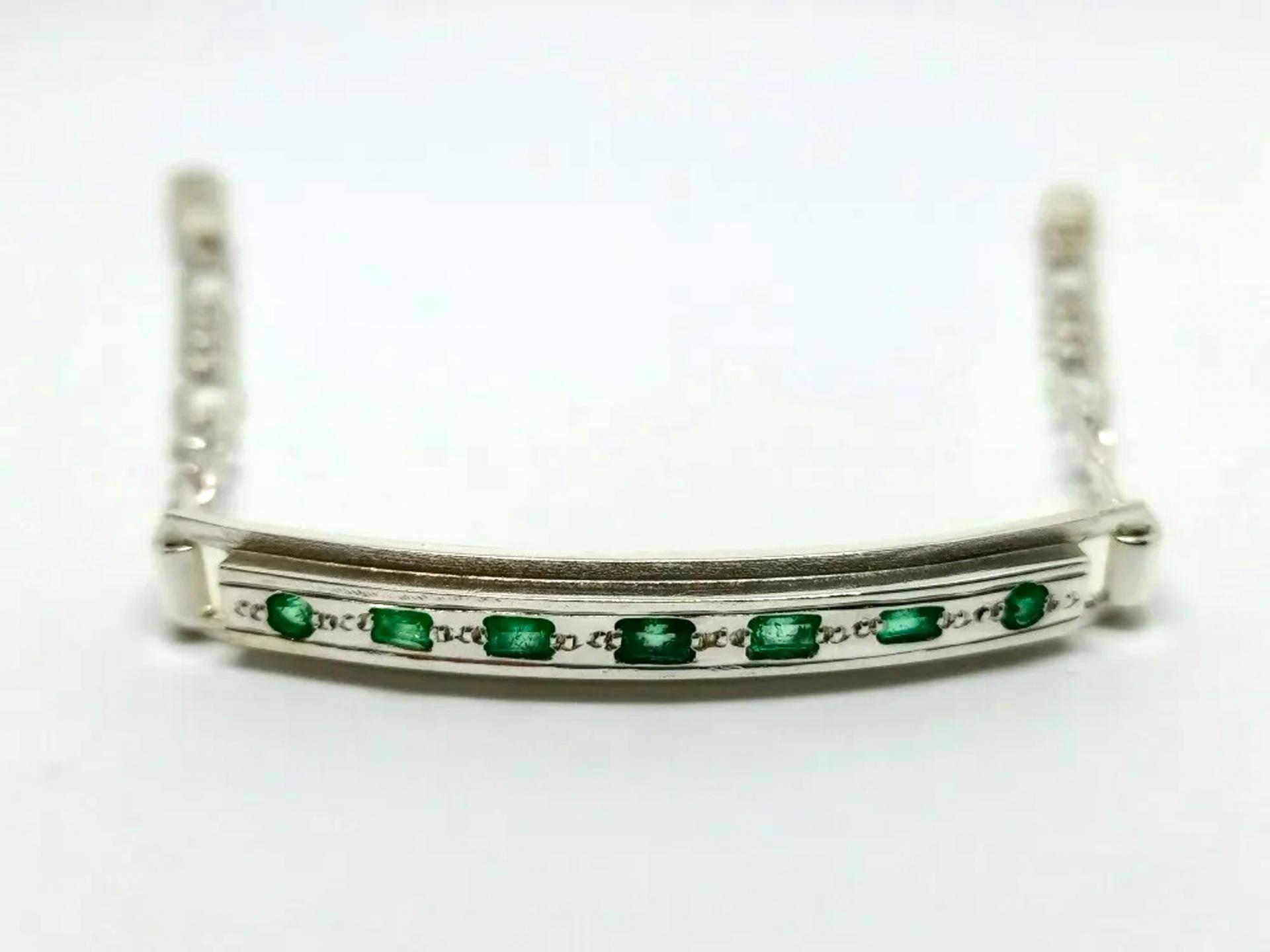 925 Silver Colombian 7 Emerald  Bracelet  