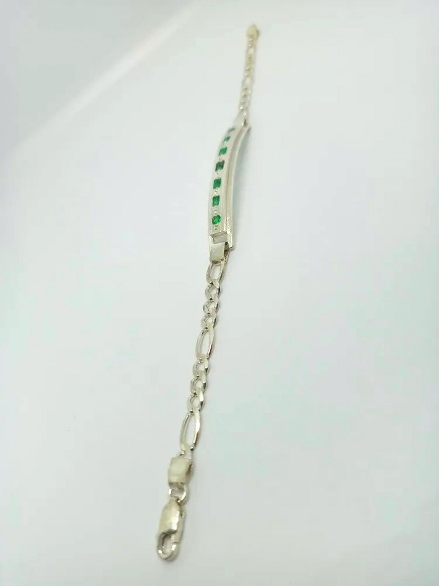 925 Silver Colombian 7 Emerald  Bracelet  