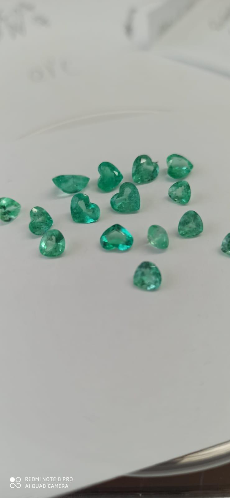 6.31 Ct.  Colombian Emerald Lot ( Heart Cut) 