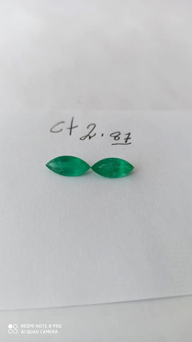 2.87ct   Marquise Emerald Pair