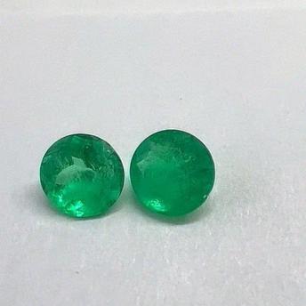 4.12 Ct. Colombian Emerald Round  Pair ( Calibrated )