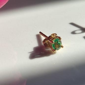 Gold Earrings with Colombian Emerald