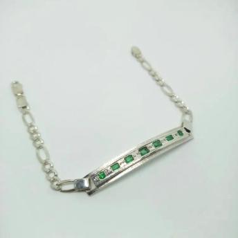 925 Silver Colombian 7 Emerald  Bracelet  