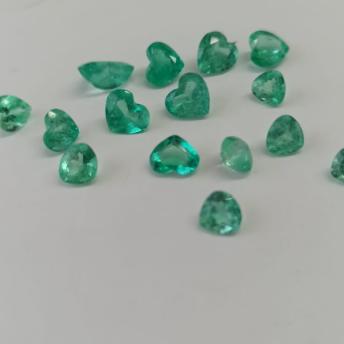 6.31 Ct.  Colombian Emerald Lot ( Heart Cut) 