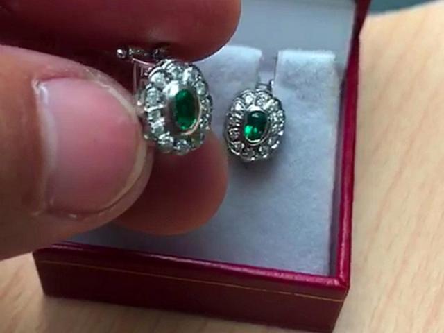 18K White Gold & Diamond Earrings 