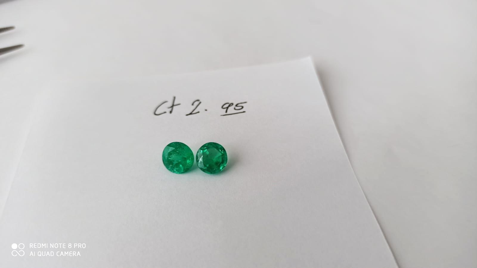 2.95  Ct. Colombian Emerald Round Pair