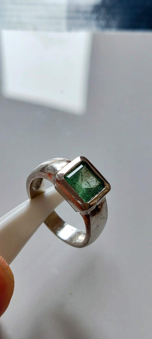 1.35 Ct Colombian Emerald Silver Ring