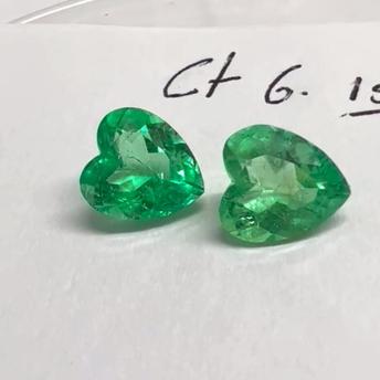 6.15 Ct. Colombian Emerald Pair ( Heart Cut ) 