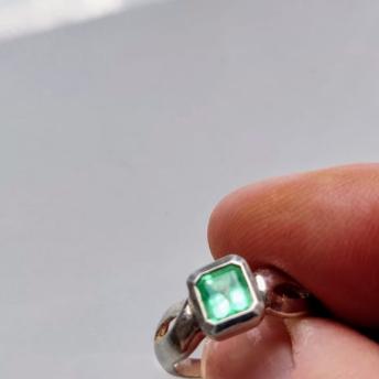 Lot of 10 Emerald Rings in Silver 950  ( Size 7.25 US)  30% Off Sale !